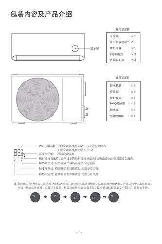 这张图片展示了一个Wi-Fi连接的设备的包装内容和产品介绍，包括内部和外部组件的清单以及使用注意事项。 (由 AI 生成标题)