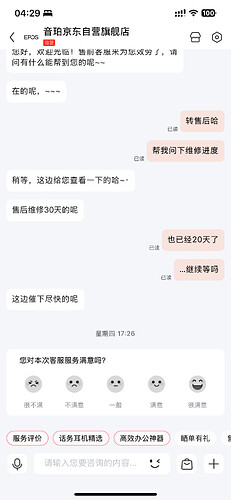 这是一段关于售后服务咨询的聊天记录，主要讨论了维护进度和客户满意度。 (由 AI 生成标题)